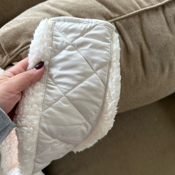 Abercrombie & Fitch cream pull over sherpa fleece quilted snap size small - Picture 7 of 8